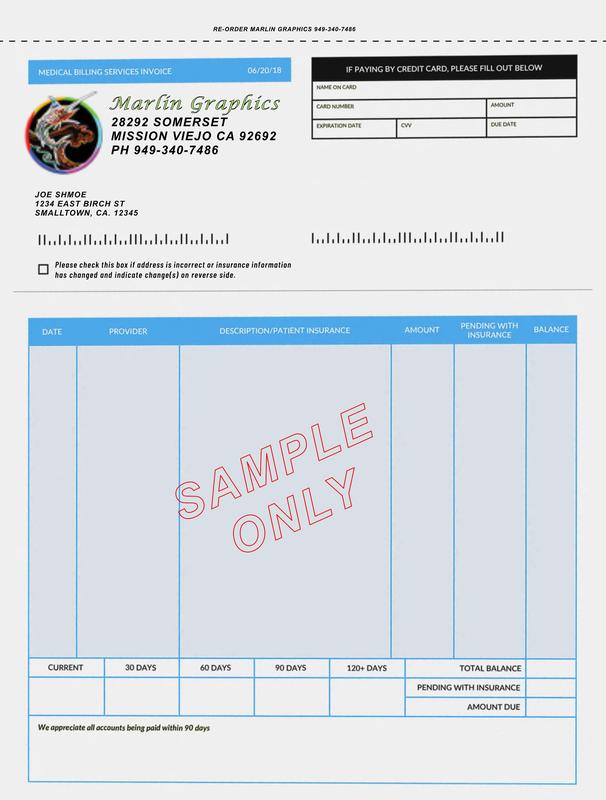 Blue snap-apart billing form sample