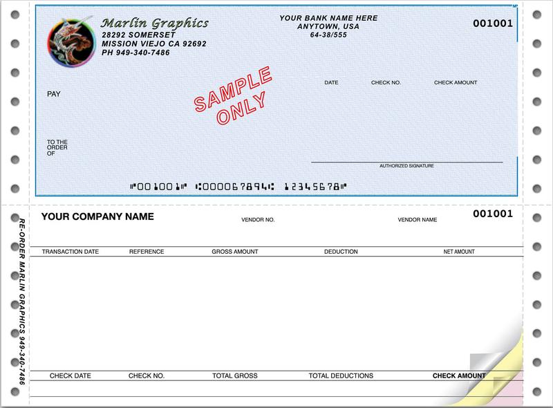 Blue continuous check with voucher