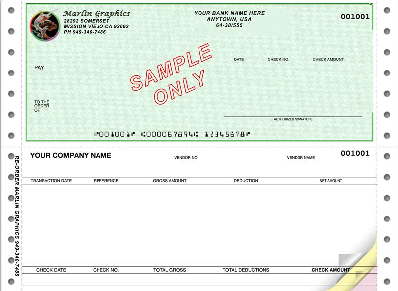 Green continuous check with voucher
