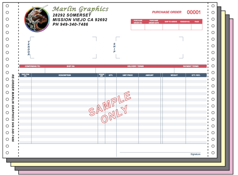 Continuous multi-part purchase order