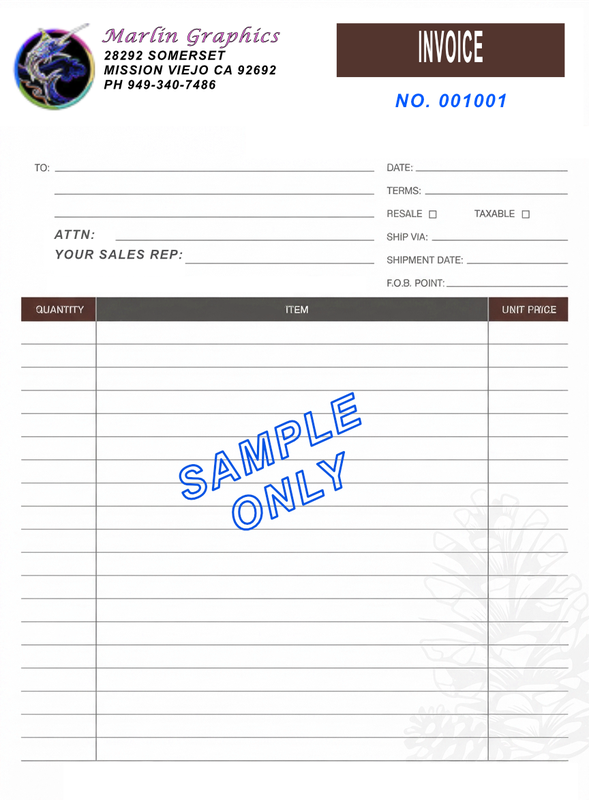 Brown cut-sheet single invoice sample