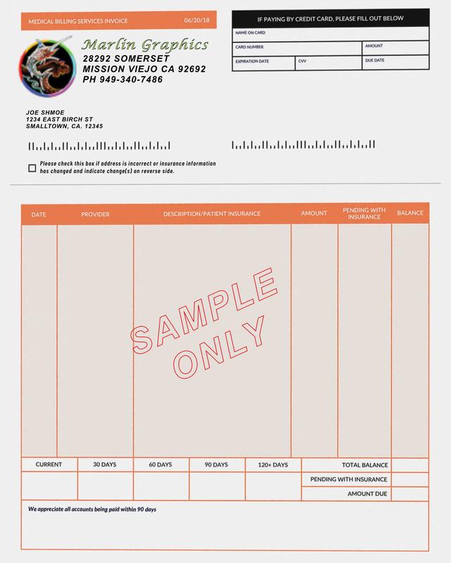 Orange cut-sheet single invoice sample