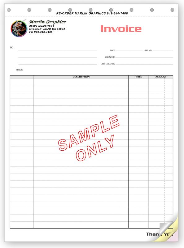 Classic snap-apart invoice sample