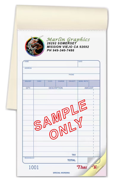 Blue service invoice book sample