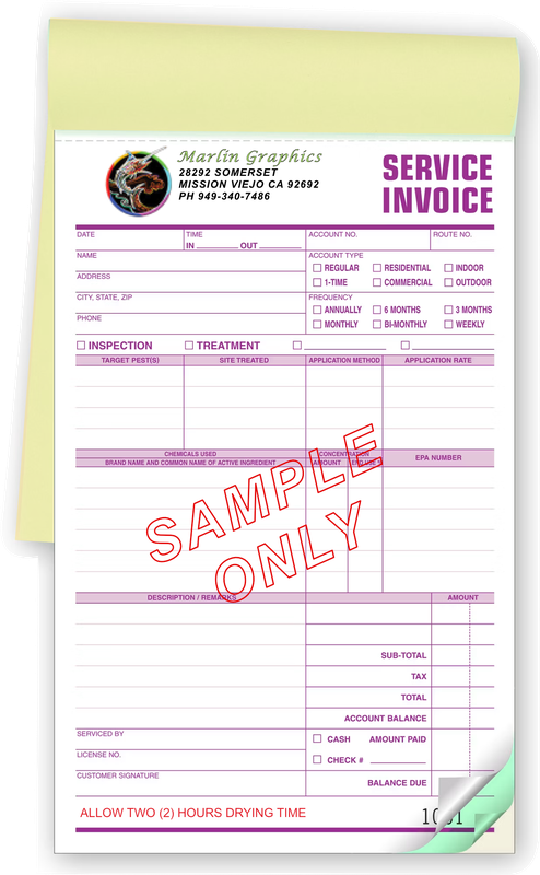 Pink service invoice book sample